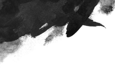 Soyut mürekkep arkaplanı. Mermer tarzı. Beyaz kağıda siyah boya dokusu. Ağ ve oyun tasarımı için duvar kağıdı. Grunge çamur sanatı. Kalem suyunun makro resmi. Koyu Smear