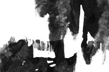 Soyut mürekkep arkaplanı. Mermer tarzı. Beyaz kağıda siyah boya dokusu. Ağ ve oyun tasarımı için duvar kağıdı. Grunge çamur sanatı. Kalem suyunun makro resmi. Koyu Smear