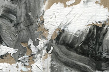 Soyut arkaplan. Beyaz boya ve siyah mürekkep dokusu. Makro resim