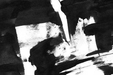 Soyut mürekkep arkaplanı. Mermer tarzı. Beyaz kağıda siyah boya dokusu. Ağ ve oyun tasarımı için duvar kağıdı. Grunge çamur sanatı. Kalem suyunun makro resmi. Koyu Smear