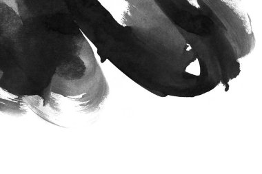 Soyut mürekkep arkaplanı. Mermer tarzı. Beyaz kağıda siyah boya dokusu. Ağ ve oyun tasarımı için duvar kağıdı. Grunge çamur sanatı. Kalem suyunun makro resmi. Koyu Smear