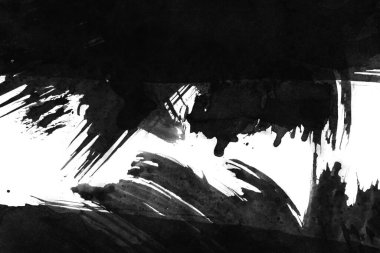 Soyut mürekkep arkaplanı. Mermer tarzı. Beyaz kağıda siyah boya dokusu. Ağ ve oyun tasarımı için duvar kağıdı. Grunge çamur sanatı. Kalem suyunun makro resmi. Koyu Smear