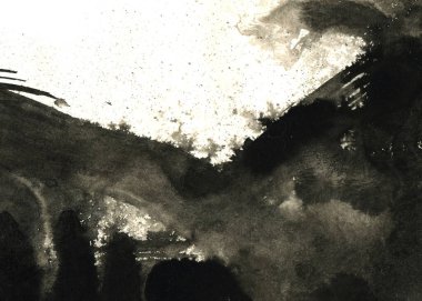 Soyut mürekkep arkaplanı. Mermer tarzı. Beyaz kağıda siyah boya dokusu. Ağ ve oyun tasarımı için duvar kağıdı. Grunge çamur sanatı. Kalem suyunun makro resmi. Koyu Smear