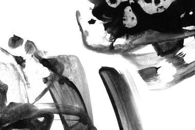 Soyut mürekkep arkaplanı. Mermer tarzı. Beyaz kağıda siyah boya dokusu. Ağ ve oyun tasarımı için duvar kağıdı. Grunge çamur sanatı. Kalem suyunun makro resmi. Koyu Smear