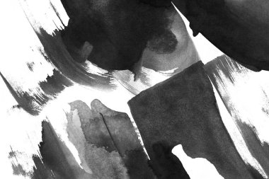 Soyut mürekkep arkaplanı. Mermer tarzı. Beyaz kağıda siyah boya dokusu. Ağ ve oyun tasarımı için duvar kağıdı. Grunge çamur sanatı. Kalem suyunun makro resmi. Koyu Smear