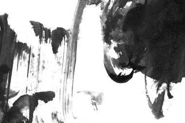 Soyut mürekkep arkaplanı. Mermer tarzı. Beyaz kağıda siyah boya dokusu. Ağ ve oyun tasarımı için duvar kağıdı. Grunge çamur sanatı. Kalem suyunun makro resmi. Koyu Smear