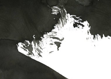 Soyut mürekkep arkaplanı. Mermer tarzı. Beyaz kağıda siyah boya dokusu. Ağ ve oyun tasarımı için duvar kağıdı. Grunge çamur sanatı. Kalem suyunun makro resmi. Koyu Smear