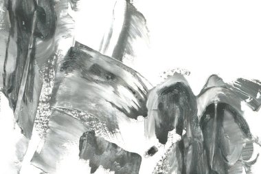 Soyut mürekkep arkaplanı. Mermer tarzı. Siyah ve beyaz boya dokusu. Ağ ve oyun tasarımı için duvar kağıdı. Grunge çamur sanatı. Makro alçı macunu görüntüsü. Boyalı alçının kara lekesi.