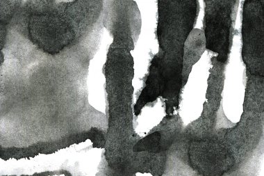 Soyut mürekkep arkaplanı. Mermer tarzı. Beyaz kağıda siyah boya dokusu. Ağ ve oyun tasarımı için duvar kağıdı. Grunge çamur sanatı. Kalem suyunun makro resmi. Koyu Smear
