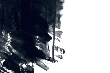 Soyut mürekkep arkaplanı. Mermer tarzı. Beyaz kağıda siyah boya dokusu. Ağ ve oyun tasarımı için duvar kağıdı. Grunge çamur sanatı. Kalem suyunun makro resmi. Koyu Smear