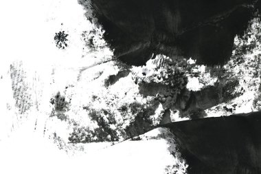 Soyut mürekkep arkaplanı. Mermer tarzı. Beyaz kağıda siyah boya dokusu. Ağ ve oyun tasarımı için duvar kağıdı. Grunge çamur sanatı. Kalem suyunun makro resmi. Koyu Smear