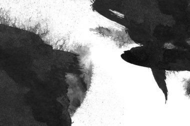 Soyut mürekkep arkaplanı. Mermer tarzı. Beyaz kağıda siyah boya dokusu. Ağ ve oyun tasarımı için duvar kağıdı. Grunge çamur sanatı. Kalem suyunun makro resmi. Koyu Smear