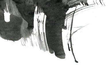 Soyut mürekkep arkaplanı. Mermer tarzı. Beyaz kağıda siyah boya dokusu. Ağ ve oyun tasarımı için duvar kağıdı. Grunge çamur sanatı. Kalem suyunun makro resmi. Koyu Smear