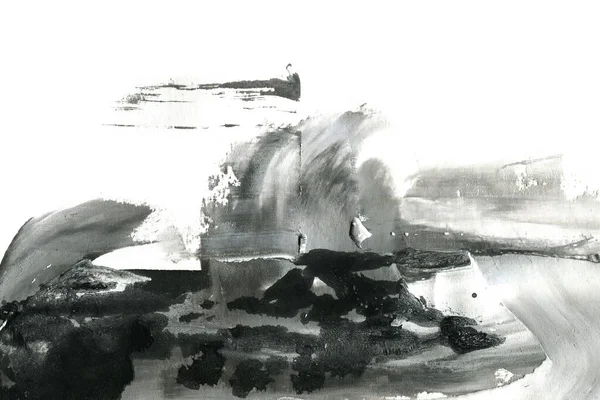 Soyut mürekkep arkaplanı. Mermer tarzı. Siyah ve beyaz boya dokusu. Ağ ve oyun tasarımı için duvar kağıdı. Grunge çamur sanatı. Makro alçı macunu görüntüsü. Boyalı alçının kara lekesi.