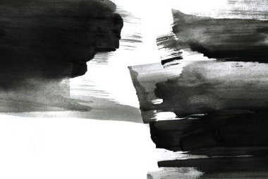 Soyut mürekkep arkaplanı. Mermer tarzı. Beyaz kağıda siyah boya dokusu. Ağ ve oyun tasarımı için duvar kağıdı. Grunge çamur sanatı. Kalem suyunun makro resmi. Koyu Smear