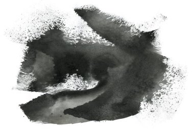 Soyut mürekkep arkaplanı. Mermer tarzı. Beyaz kağıda siyah boya dokusu. Ağ ve oyun tasarımı için duvar kağıdı. Grunge çamur sanatı. Kalem suyunun makro resmi. Koyu Smear