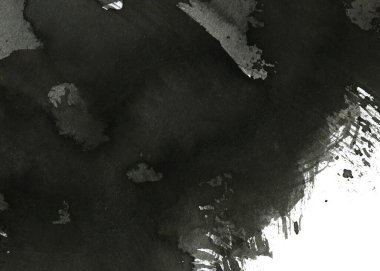 Soyut mürekkep arkaplanı. Mermer tarzı. Beyaz kağıda siyah boya dokusu. Ağ ve oyun tasarımı için duvar kağıdı. Grunge çamur sanatı. Kalem suyunun makro resmi. Koyu Smear