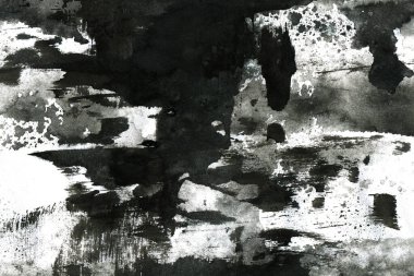 Soyut mürekkep arkaplanı. Mermer tarzı. Beyaz kağıda siyah boya dokusu. Ağ ve oyun tasarımı için duvar kağıdı. Grunge çamur sanatı. Kalem suyunun makro resmi. Koyu Smear