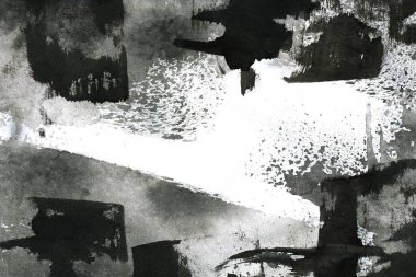 Soyut mürekkep arkaplanı. Mermer tarzı. Beyaz kağıda siyah boya dokusu. Ağ ve oyun tasarımı için duvar kağıdı. Grunge çamur sanatı. Kalem suyunun makro resmi. Koyu Smear