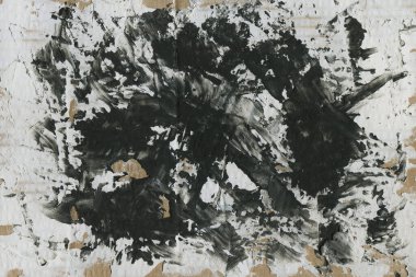 Soyut arkaplan. Beyaz boya ve siyah mürekkep dokusu. Makro resim