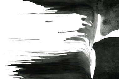 Soyut mürekkep arkaplanı. Mermer tarzı. Beyaz kağıda siyah boya dokusu. Ağ ve oyun tasarımı için duvar kağıdı. Grunge çamur sanatı. Kalem suyunun makro resmi. Koyu Smear