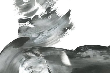 Soyut mürekkep arkaplanı. Mermer tarzı. Siyah ve beyaz boya dokusu. Ağ ve oyun tasarımı için duvar kağıdı. Grunge çamur sanatı. Makro alçı macunu görüntüsü. Boyalı alçının kara lekesi.