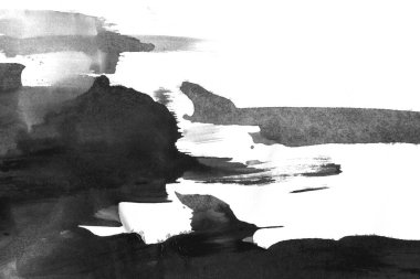 Soyut mürekkep arkaplanı. Mermer tarzı. Beyaz kağıda siyah boya dokusu. Ağ ve oyun tasarımı için duvar kağıdı. Grunge çamur sanatı. Kalem suyunun makro resmi. Koyu Smear