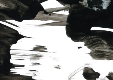 Soyut mürekkep arkaplanı. Mermer tarzı. Beyaz kağıda siyah boya dokusu. Ağ ve oyun tasarımı için duvar kağıdı. Grunge çamur sanatı. Kalem suyunun makro resmi. Koyu Smear