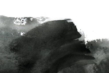 Soyut mürekkep arkaplanı. Mermer tarzı. Beyaz kağıda siyah boya dokusu. Ağ ve oyun tasarımı için duvar kağıdı. Grunge çamur sanatı. Kalem suyunun makro resmi. Koyu Smear