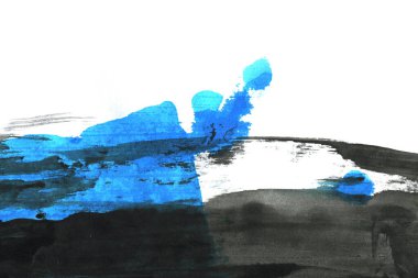 Soyut mürekkep arkaplanı. Mermer tarzı. Beyaz kağıda siyah boya dokusu. Ağ ve oyun tasarımı için duvar kağıdı. Grunge çamur sanatı. Kalem suyunun makro resmi. Koyu Smear