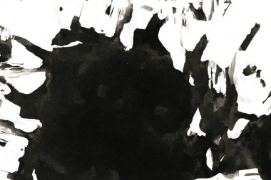 Soyut mürekkep arkaplanı. Mermer tarzı. Beyaz kağıda siyah boya dokusu. Ağ ve oyun tasarımı için duvar kağıdı. Grunge çamur sanatı. Kalem suyunun makro resmi. Koyu Smear