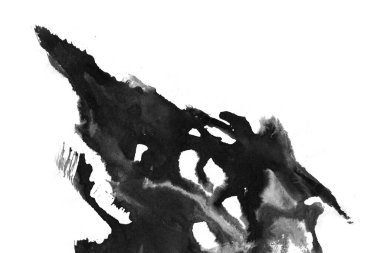 Soyut mürekkep arkaplanı. Mermer tarzı. Beyaz kağıda siyah boya dokusu. Ağ ve oyun tasarımı için duvar kağıdı. Grunge çamur sanatı. Kalem suyunun makro resmi. Koyu Smear