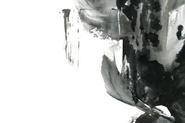 Soyut mürekkep arkaplanı. Mermer tarzı. Siyah ve beyaz boya dokusu. Ağ ve oyun tasarımı için duvar kağıdı. Grunge çamur sanatı. Makro alçı macunu görüntüsü. Boyalı alçının kara lekesi.