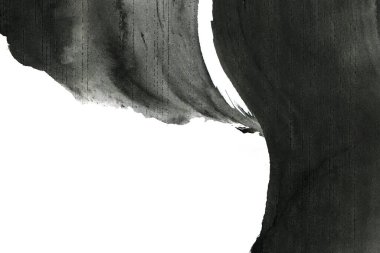 Soyut mürekkep arkaplanı. Mermer tarzı. Beyaz kağıda siyah boya dokusu. Ağ ve oyun tasarımı için duvar kağıdı. Grunge çamur sanatı. Kalem suyunun makro resmi. Koyu Smear