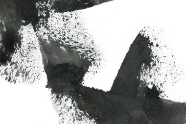 Soyut mürekkep arkaplanı. Mermer tarzı. Beyaz kağıda siyah boya dokusu. Ağ ve oyun tasarımı için duvar kağıdı. Grunge çamur sanatı. Kalem suyunun makro resmi. Koyu Smear