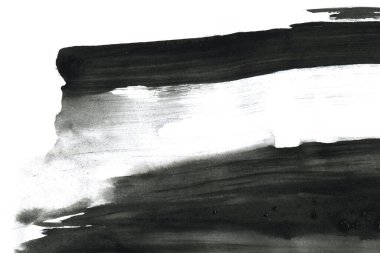 Soyut mürekkep arkaplanı. Mermer tarzı. Beyaz kağıda siyah boya dokusu. Ağ ve oyun tasarımı için duvar kağıdı. Grunge çamur sanatı. Kalem suyunun makro resmi. Koyu Smear