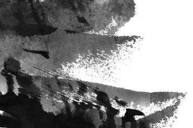 Soyut mürekkep arkaplanı. Mermer tarzı. Beyaz kağıda siyah boya dokusu. Ağ ve oyun tasarımı için duvar kağıdı. Grunge çamur sanatı. Kalem suyunun makro resmi. Koyu Smear