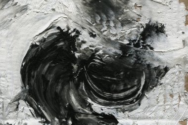 Soyut arkaplan. Beyaz boya ve siyah mürekkep dokusu. Makro resim