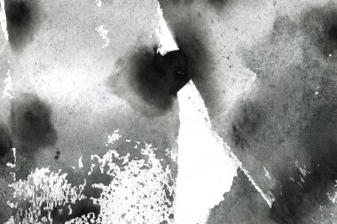Soyut mürekkep arkaplanı. Mermer tarzı. Beyaz kağıda siyah boya dokusu. Ağ ve oyun tasarımı için duvar kağıdı. Grunge çamur sanatı. Kalem suyunun makro resmi. Koyu Smear