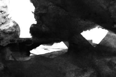 Soyut mürekkep arkaplanı. Mermer tarzı. Beyaz kağıda siyah boya dokusu. Ağ ve oyun tasarımı için duvar kağıdı. Grunge çamur sanatı. Kalem suyunun makro resmi. Koyu Smear