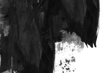 Soyut mürekkep arkaplanı. Mermer tarzı. Beyaz kağıda siyah boya dokusu. Ağ ve oyun tasarımı için duvar kağıdı. Grunge çamur sanatı. Kalem suyunun makro resmi. Koyu Smear