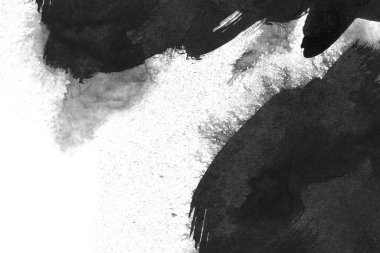 Soyut mürekkep arkaplanı. Mermer tarzı. Beyaz kağıda siyah boya dokusu. Ağ ve oyun tasarımı için duvar kağıdı. Grunge çamur sanatı. Kalem suyunun makro resmi. Koyu Smear