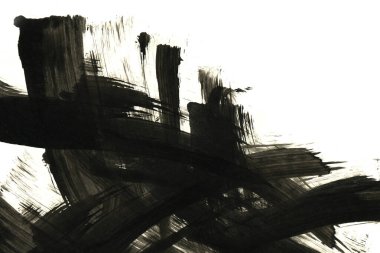 Soyut mürekkep arkaplanı. Mermer tarzı. Beyaz kağıda siyah boya dokusu. Ağ ve oyun tasarımı için duvar kağıdı. Grunge çamur sanatı. Kalem suyunun makro resmi. Koyu Smear