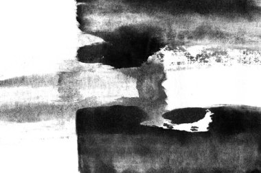 Soyut mürekkep arkaplanı. Mermer tarzı. Beyaz kağıda siyah boya dokusu. Ağ ve oyun tasarımı için duvar kağıdı. Grunge çamur sanatı. Kalem suyunun makro resmi. Koyu Smear