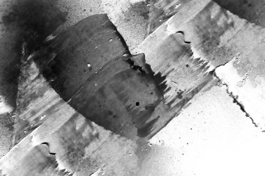 Soyut grafiti arkaplanı. Hava fırçası efektli duvar kâğıdı. Beyaz kağıda siyah akrilik boya dokusu. Dağınık çamur sanatı. Makro sprey boya. El yapımı grunge arka plan