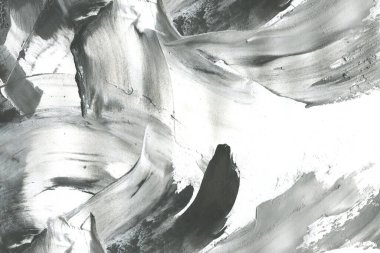 Soyut mürekkep arkaplanı. Mermer tarzı. Siyah ve beyaz boya dokusu. Ağ ve oyun tasarımı için duvar kağıdı. Grunge çamur sanatı. Makro alçı macunu görüntüsü. Boyalı alçının kara lekesi.