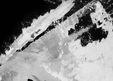 Soyut grafiti arkaplanı. Hava fırçası efektli duvar kâğıdı. Beyaz kağıda siyah akrilik boya dokusu. Dağınık çamur sanatı. Makro sprey boya. El yapımı grunge arka plan