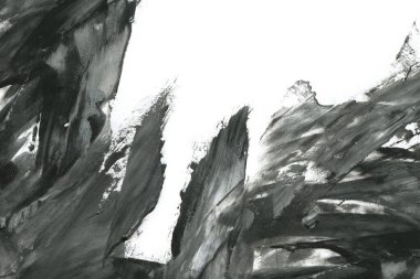 Soyut mürekkep arkaplanı. Mermer tarzı. Siyah ve beyaz boya dokusu. Ağ ve oyun tasarımı için duvar kağıdı. Grunge çamur sanatı. Makro alçı macunu görüntüsü. Boyalı alçının kara lekesi.