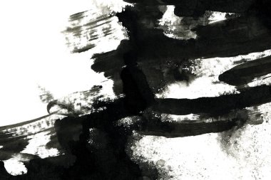 Soyut mürekkep arkaplanı. Mermer tarzı. Beyaz kağıda siyah boya dokusu. Ağ ve oyun tasarımı için duvar kağıdı. Grunge çamur sanatı. Kalem suyunun makro resmi. Koyu Smear