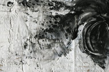 Soyut arkaplan. Beyaz boya ve siyah mürekkep dokusu. Makro resim